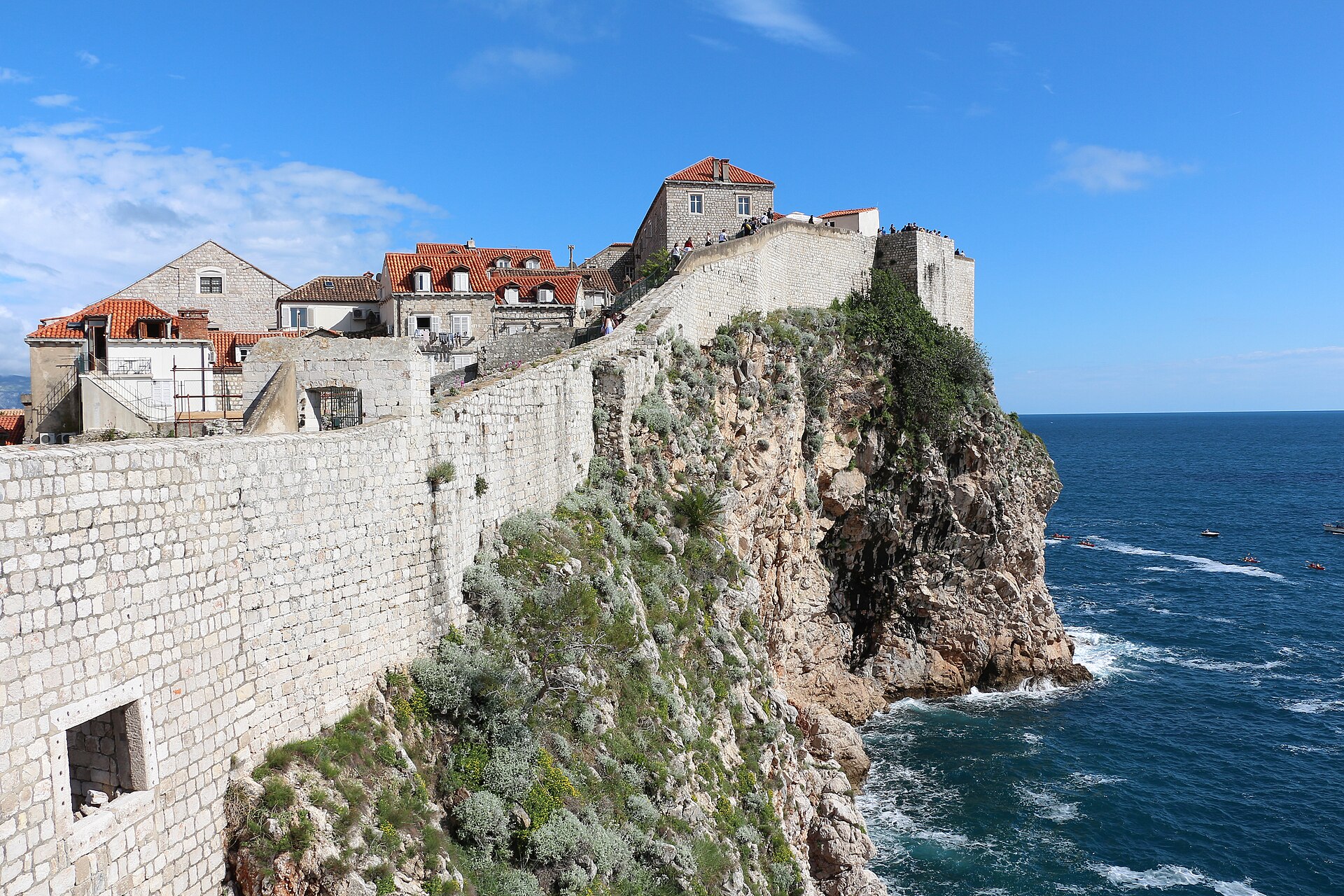 The stone walls and old town of Dubrovnik above the Adriatic