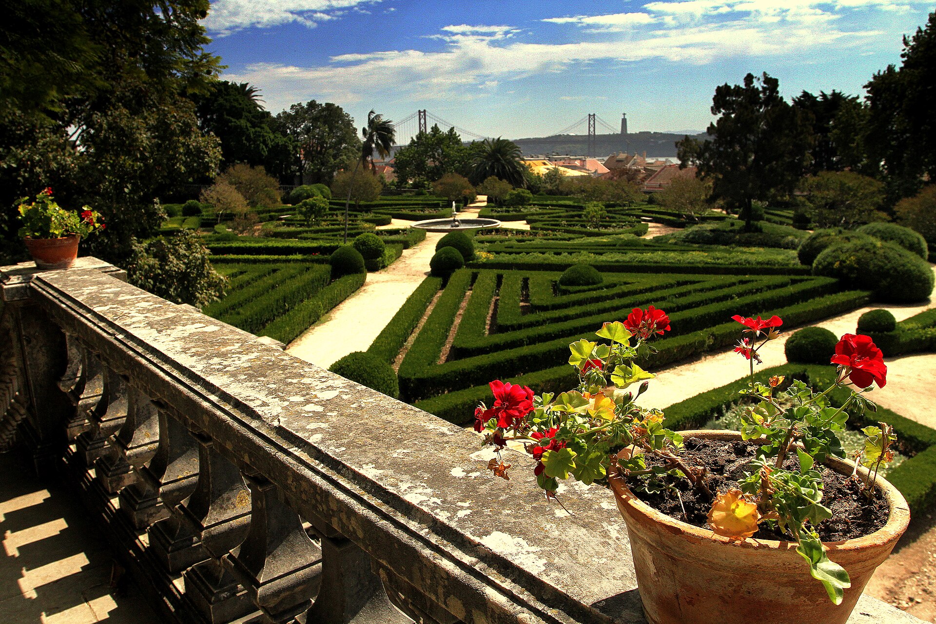 Terraced beds in the Ajuda Botanical Garden in Lisbon